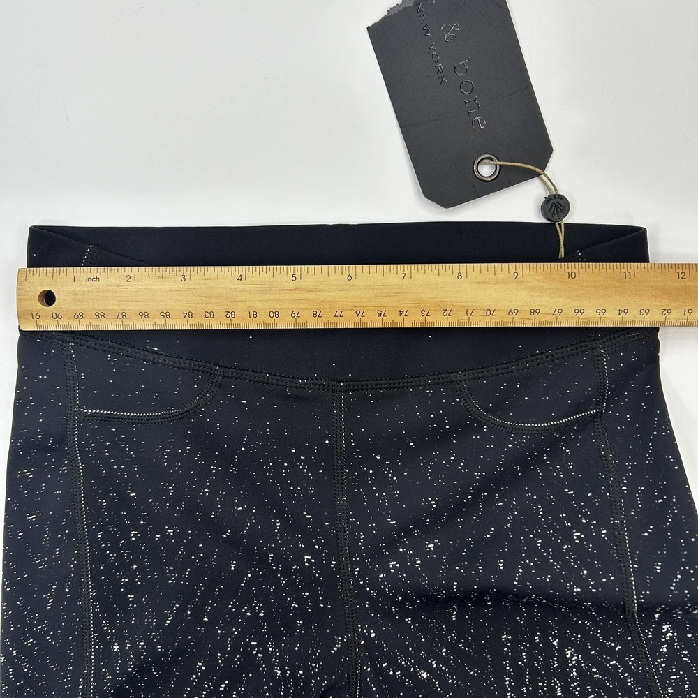 Rag & Bone Active Lawson Chevron Leggings Cropped Ankle Zip Size XS Black White - Picture 7 of 9